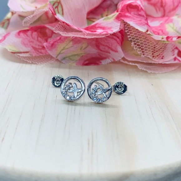 Sterling Silver 925 CZ Stud Earrings - Picture 2 of 4